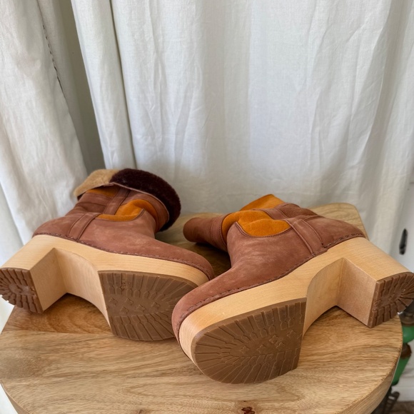 Swedish Hasbeens Tall Shearling-Lined Suede & Leather Boots - Picture 3 of 6